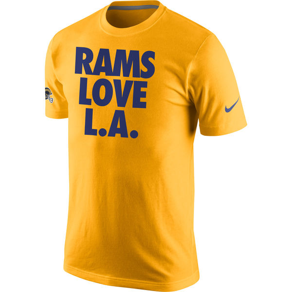 Men NFL Los Angeles Rams Nike Rams Love L. A.TShirt  Gold